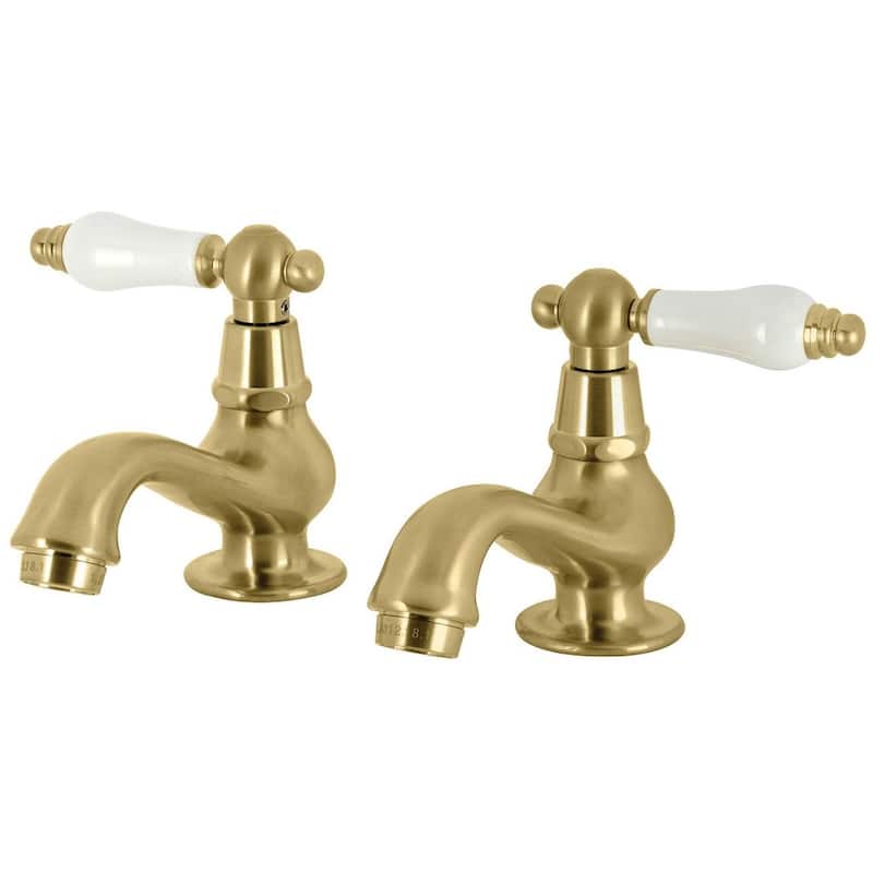 Kingston Brass Heritage Basin Faucet with Porcelain Lever Handles - Brushed Brass