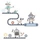 preview thumbnail 8 of 8, Bedtime Originals Robbie Robot Blue Nursery 5-Piece Baby Crib Bedding Set