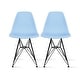preview thumbnail 16 of 17, Set of 2 Molded Plastic Dining Chairs Mid-Century Modern Armless Side Chairs with Black Chrome Eiffel Legs for Kitchen or Office Blue