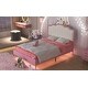 preview thumbnail 11 of 28, Roomfitters Upholstered Princess Bed with Crown Headboard, Platform Bed with Light Strips and Golden Metal Legs, White+Pink