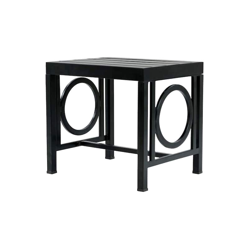 16" Black Aluminum Geo Slat Outdoor Side Table