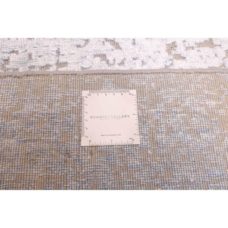 ECARPETGALLERY Hand-knotted Legacy Light Denim Blue Silk, Wool Rug - 2'6 x 8'11