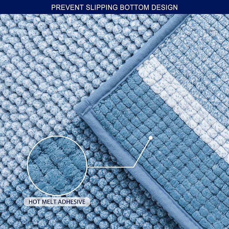 Subrtex Rugs Chenille Gradient Stripe Pattern Soft Plush Bath Rug Shower Water Absorbent Mat