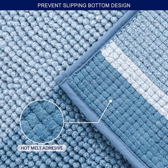 Subrtex Rugs Chenille Gradient Stripe Pattern Soft Plush Bath Rug Shower Water Absorbent Mat