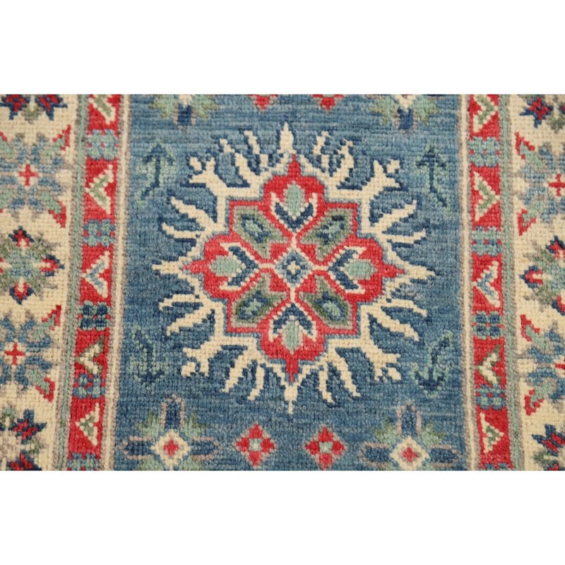 Blue Kazak Oriental Accent Rug Hand-Knotted Wool Carpet - 2'0" x 3'0"