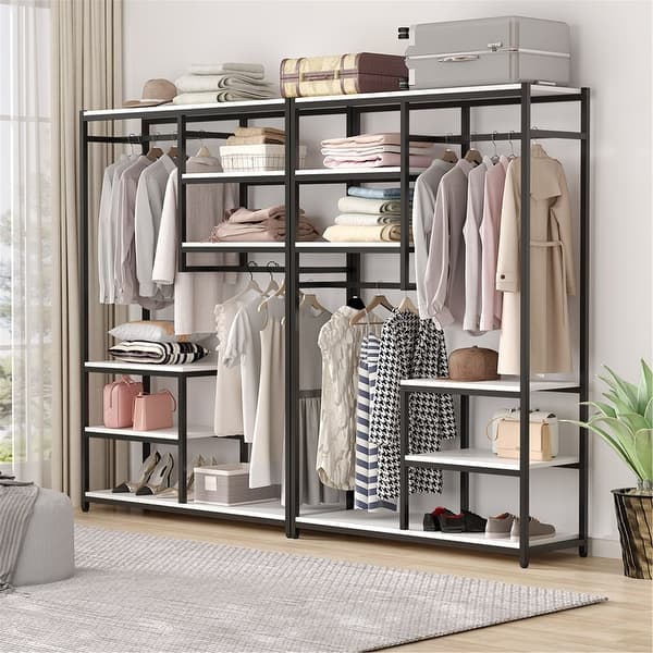 Free Standing Closet Organizer Double Hanging Rod Clothes Garment Racks On Sale Overstock 30537676