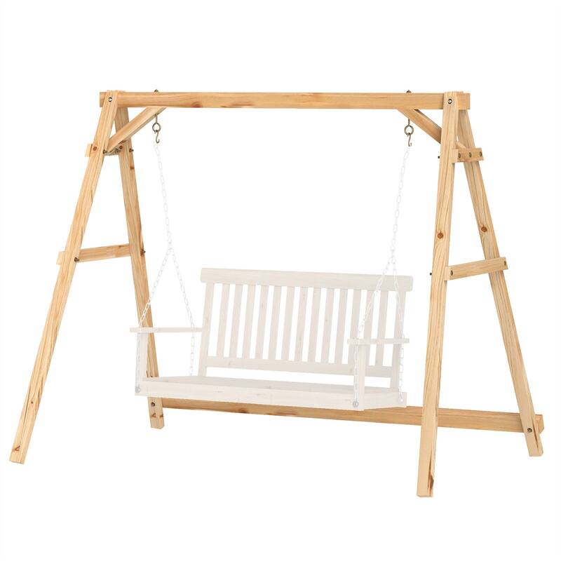 Two-Seater Swing Frame with Reinforced Wood and Hanging Rings - 83.9" W x 53.9" D x 68.1" H