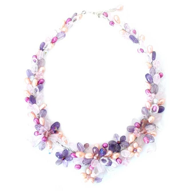 NOVICA Handmade Pearl 'Lavender Romance' Necklace (5-5.5 mm) (Thailand) - Purple - Up to 15 Inch - Purple - Amethyst - White