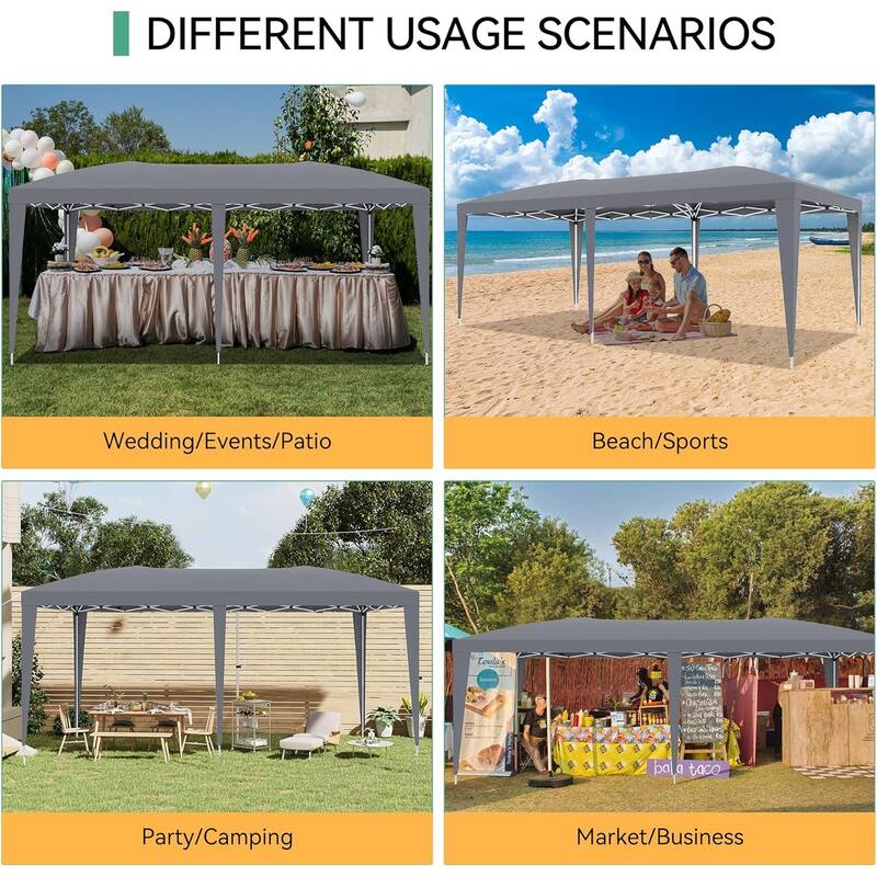10x20 Pop Up Canopy with 6 Sidewalls UPF 50+