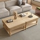 preview thumbnail 81 of 160, Modern Solid Wood Veneered Round/Oval/Rectangular Coffee Tea Table with Storage.