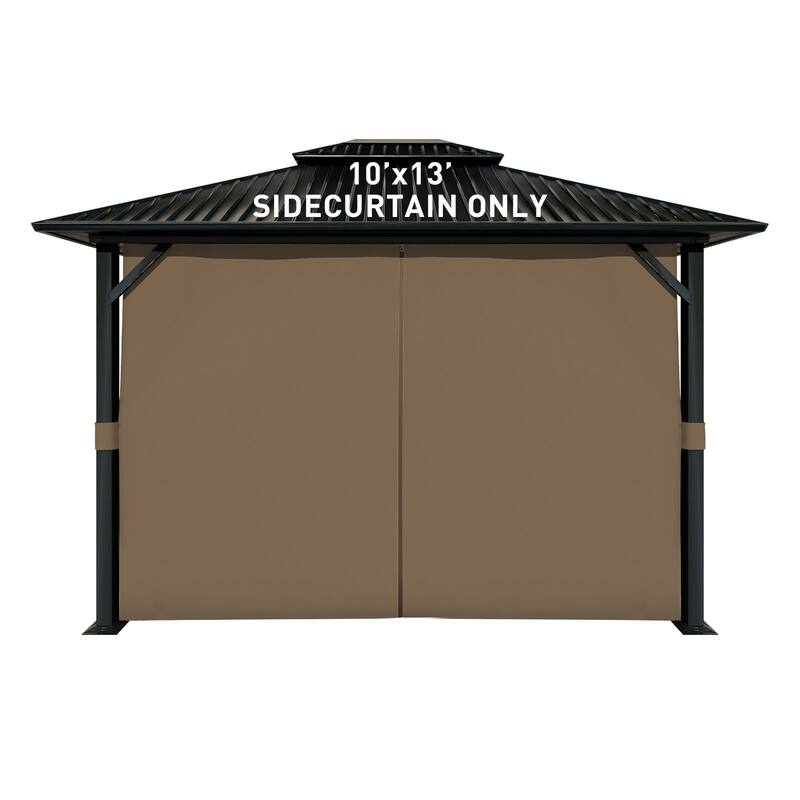 Aoodor Gazebo Curtain Replacement - Universal 4-Panel Sidewalls 10' x 13', Curtain Only - 10'x13' - Light Coffee