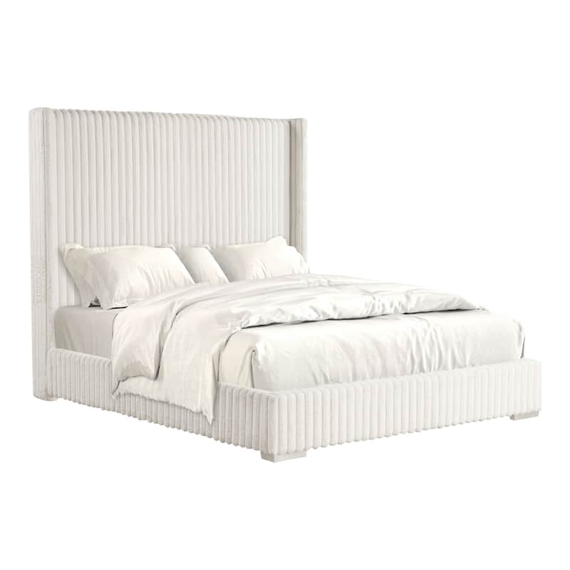 Furniture of America Draper Modern Chenille High Wingback Platform Bed