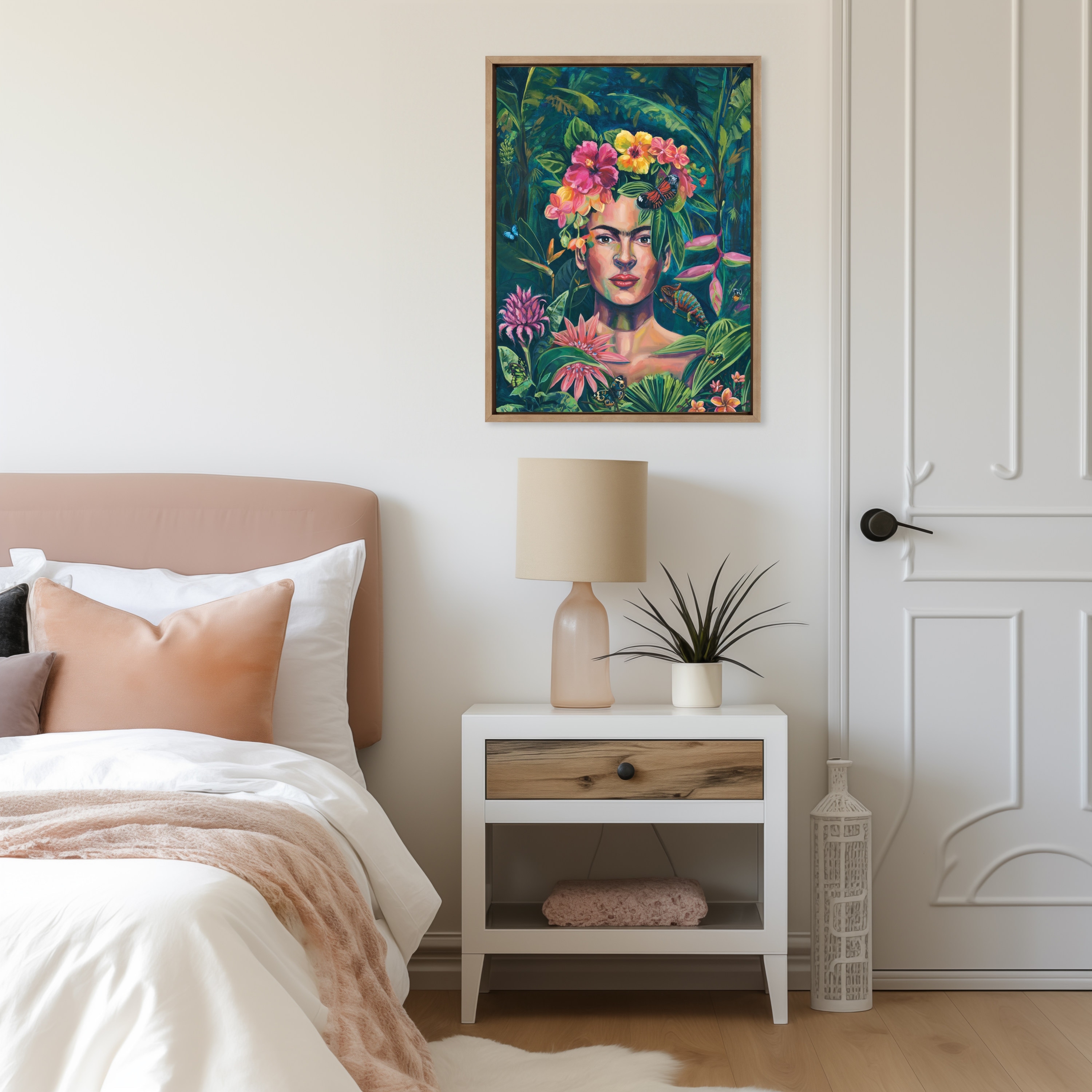 Kate and Laurel Sylvie Frida In The Wild Framed Canvas by Rachel Christopoulos