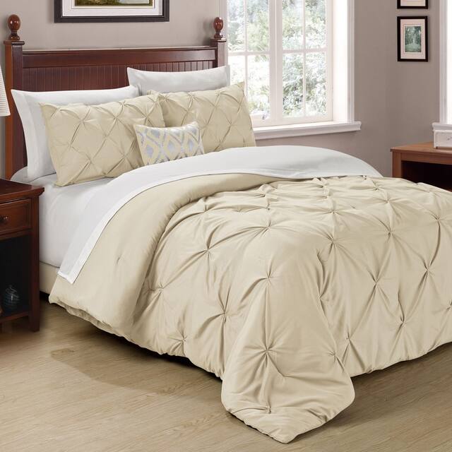 Swift Home Modern Pintuck Ultra-Soft Microfiber 3-Piece Bedding Comforter Set