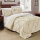 Swift Home Modern Pintuck Ultra-Soft Microfiber 3-Piece Bedding Comforter Set - Taupe - King