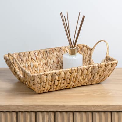 happimess Rectangular Decorative Basket Trays, Handles (Set 3)