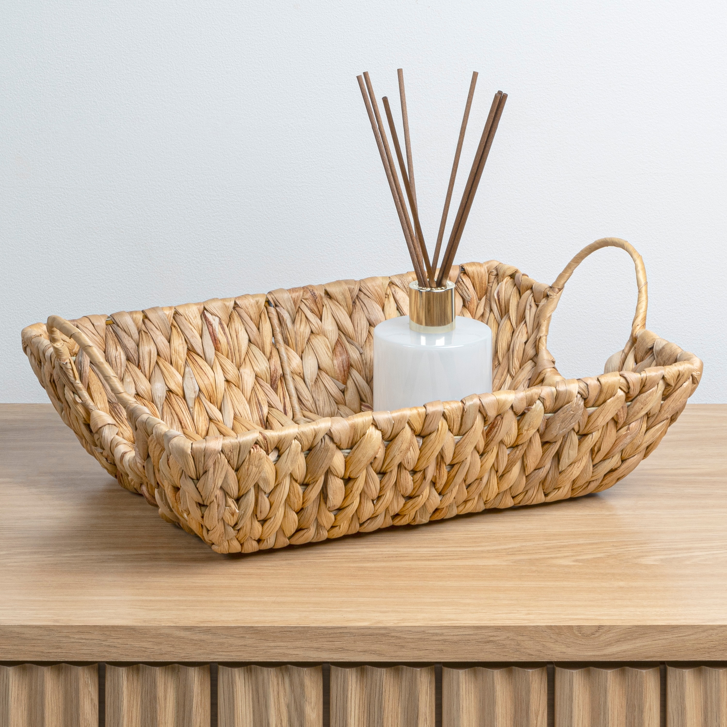 happimess Rectangular Decorative Basket Trays, Handles (Set 3)