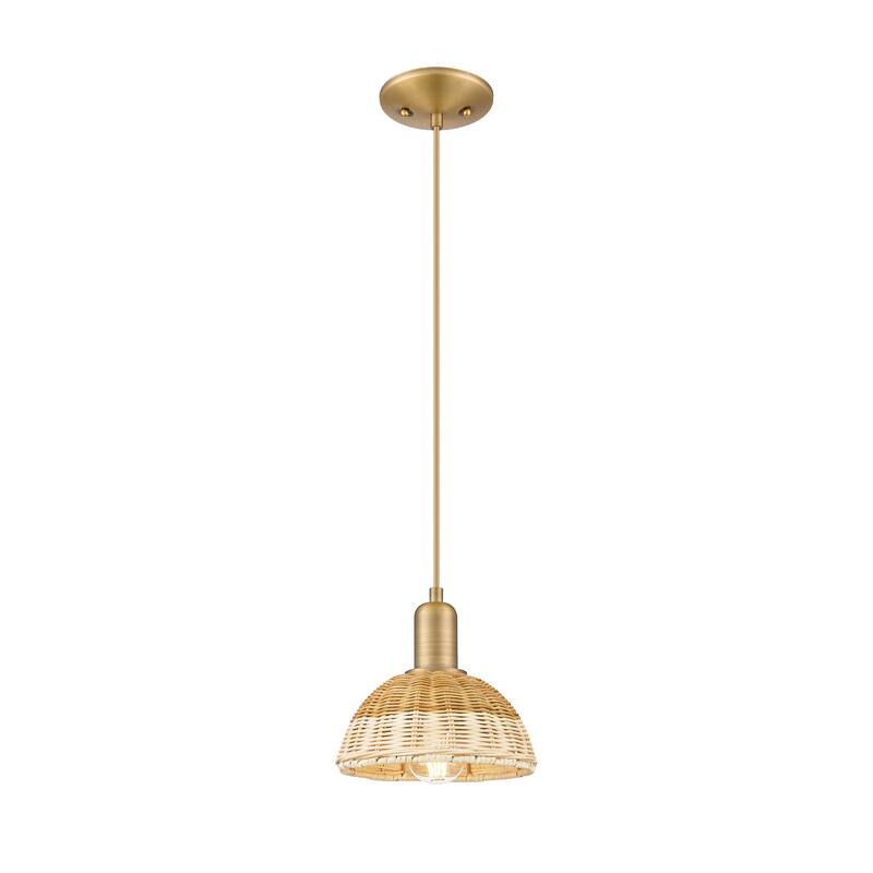 Innovations Lighting Downtown Urban - Natural Ballston Dome - 1 Light 8" Cord Hung Mini Pendant with Basketweave Shade