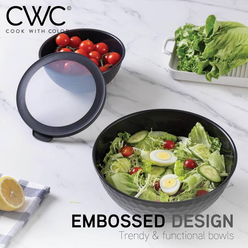 COOK WITH COLOR - 12 Piece Plastic Nesting Bowls - 6 Prep Bowls and 6 Lids, Microwave Safe