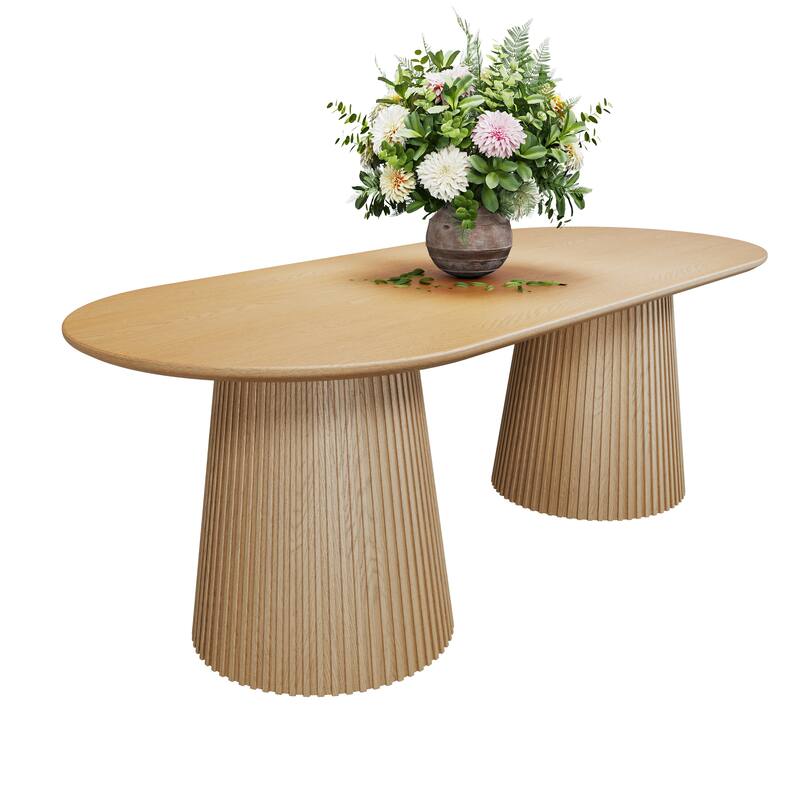 86" Double Pedestal Oval Dining Table