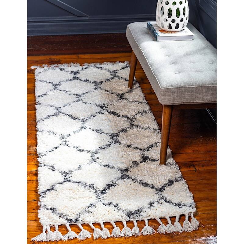 Shag Brico Collection Area Rug - 2'7"x8'2" - Ivory