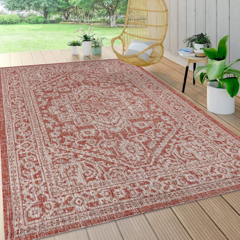 JONATHAN Y Rozetta Medallion Textured Weave Indoor/Outdoor Area Rug
