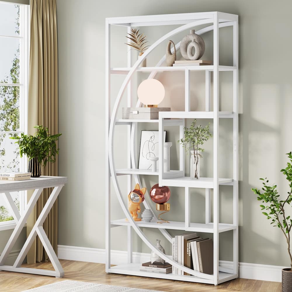 70.8" Tall Modern Geometric Bookshelf with 6-tier storage Shelf - 70.8"H