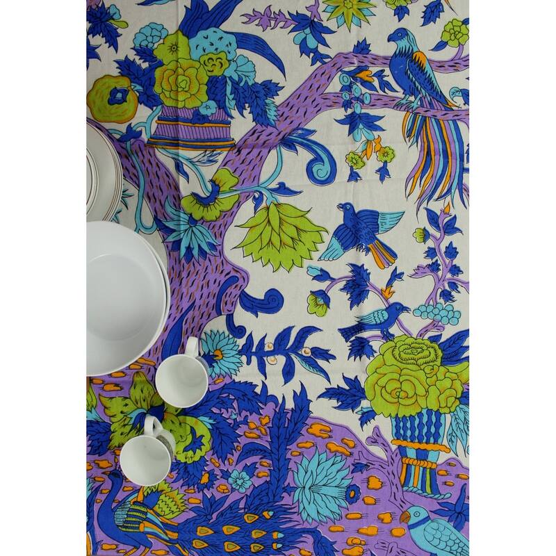 Vibrant Cotton Floral Tree Of Life Tablecloth Collection