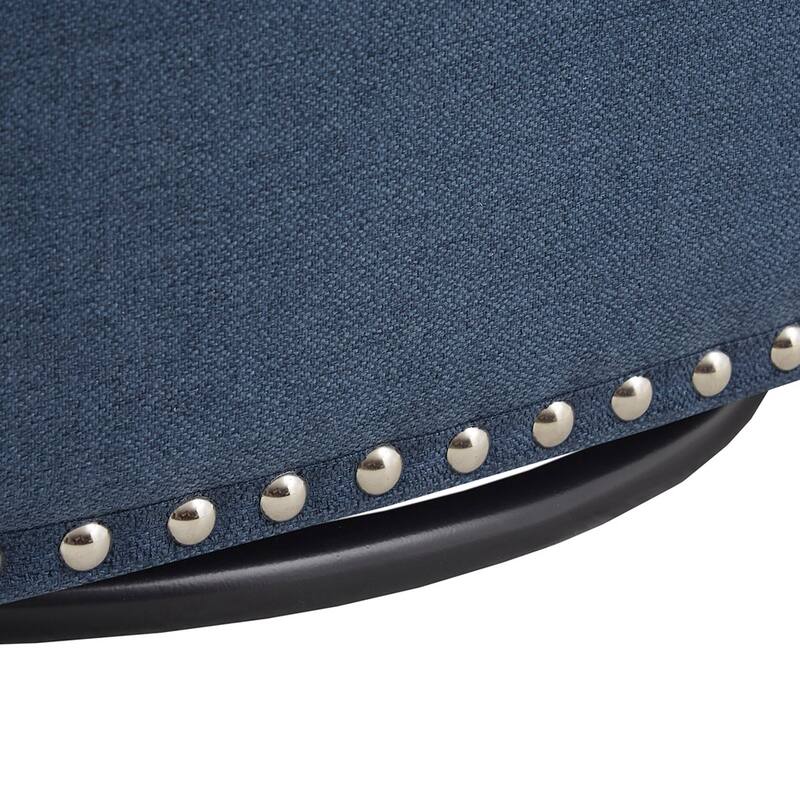Swivel Nail Accent Chair, Barrel Swivel chair, Black Metal Base