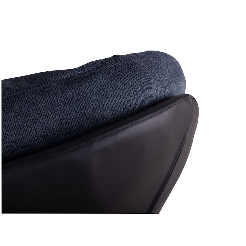Chenille & Faux Leather Swivel Accent Chair,Comfy 360°Swiveling Lounge Chair with Black Metal Base