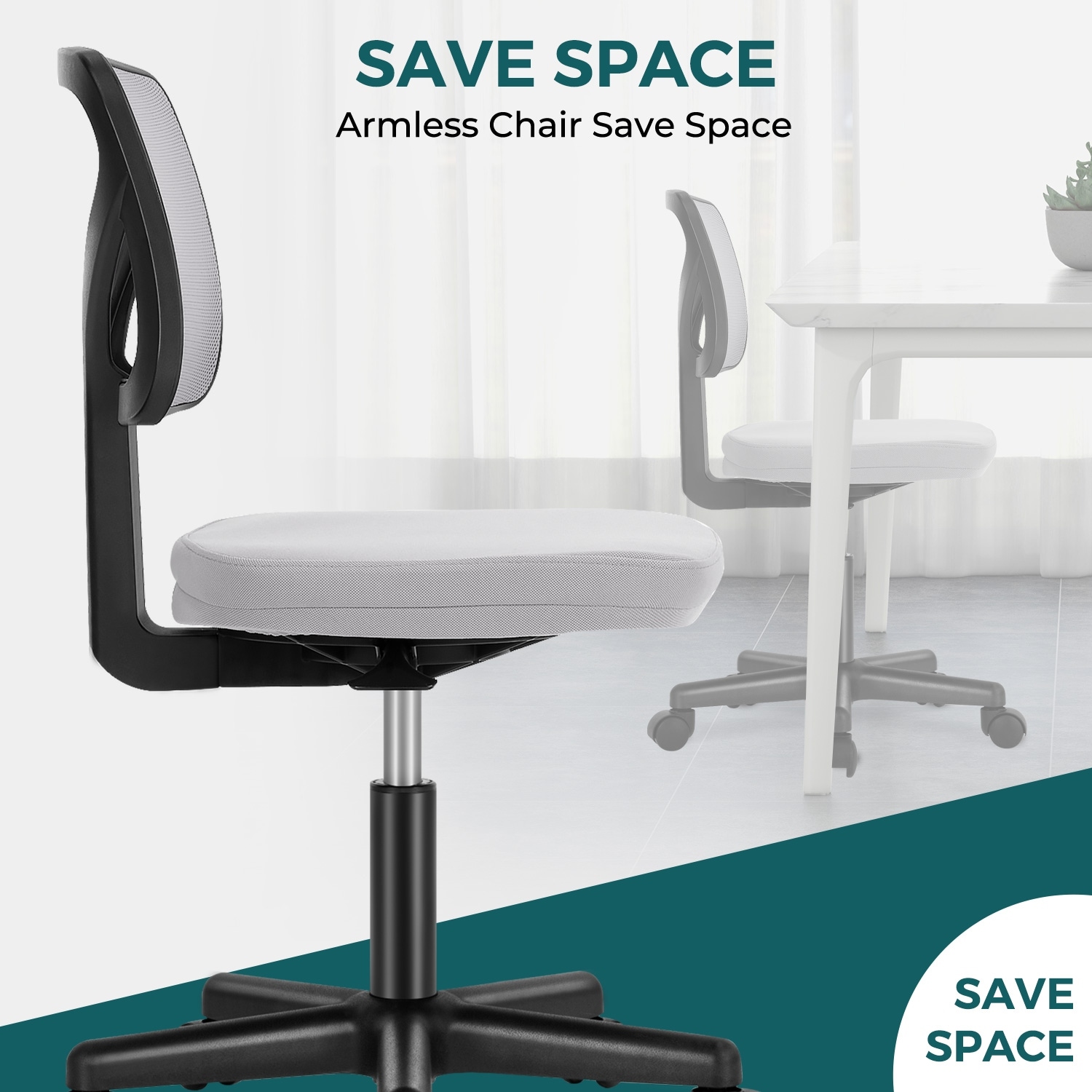 Armless desk best sale chair lumbar support