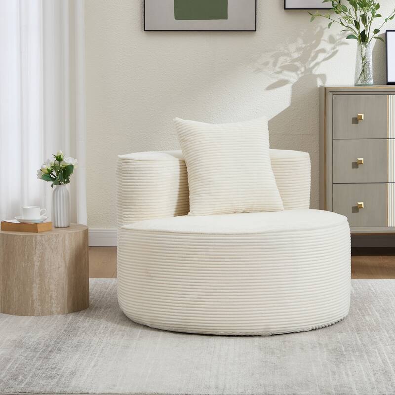 Plush Lounger Soft Sofa No Assembly Required - Beige