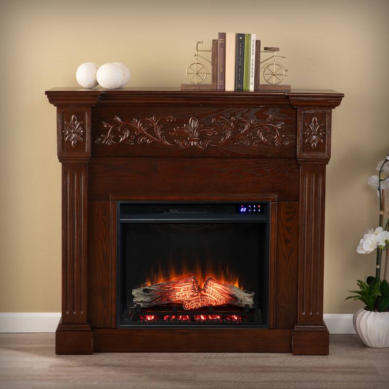 SEI Furniture Ortiz Espresso Electric Fireplace - N/A