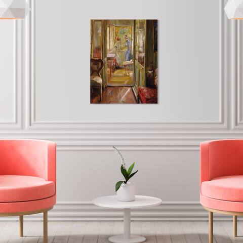 Oliver Gal 'Fritz von Uhde - Daughters of the artist' Classic and Figurative Green Wall Art Canvas Print