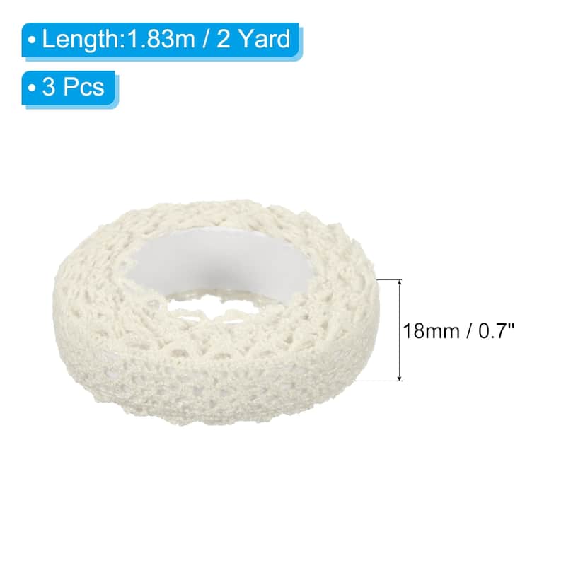 3pcs 0.7" Wide 2 Yards Self-Adhesive Lace Tape Ribbon for Craft - Beige