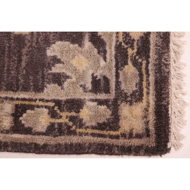 ECARPETGALLERY Hand-knotted Royal Oushak Dark Grey Wool Rug - 9'0 x 11'11