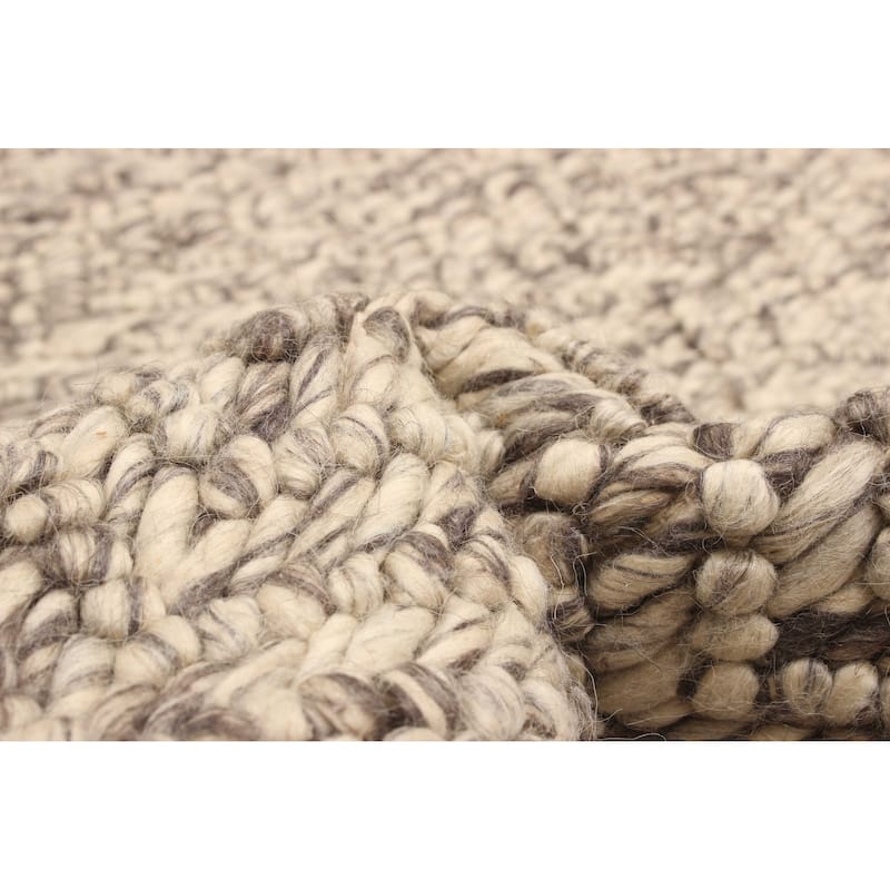 ECARPETGALLERY Braid weave Sienna Grey Wool Rug - 5'4 x 7'5
