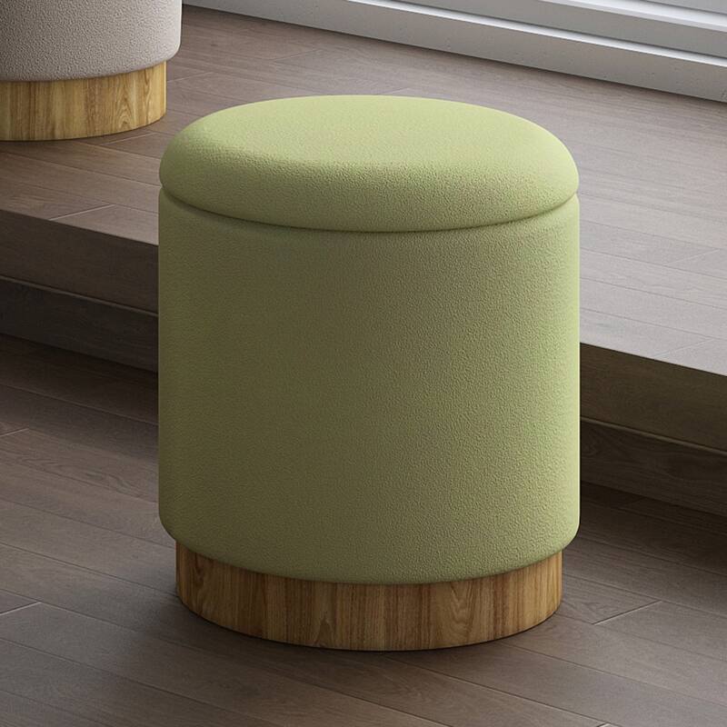 Modern Fabric Round Storage Ottoman