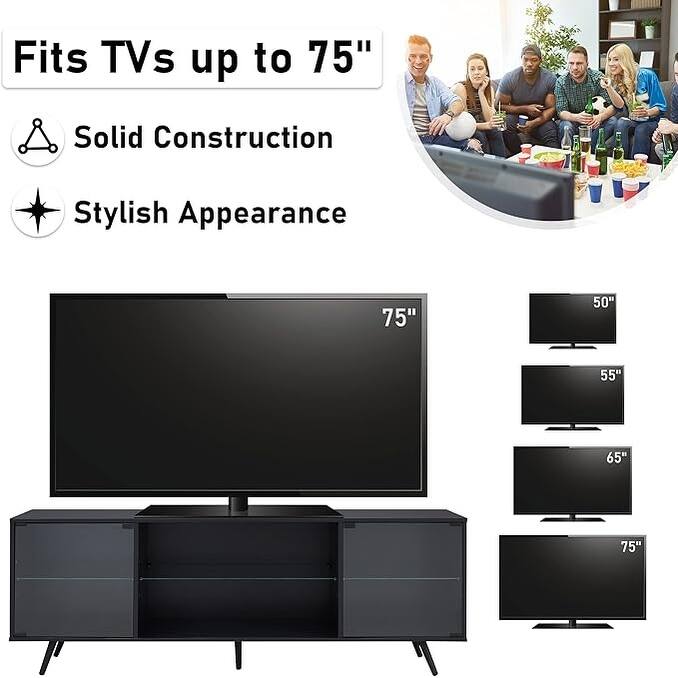Modern TV Stand for TVs up to 75 Inch with LED Lights
