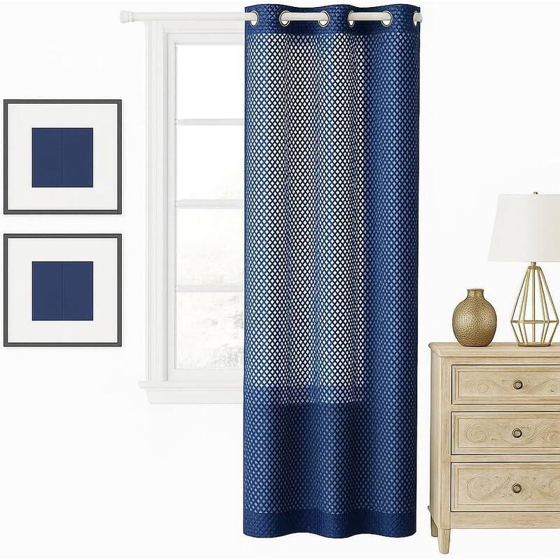 Urban Lifestyle Sheer Navy Colorblock Window Panel - 38"x63
