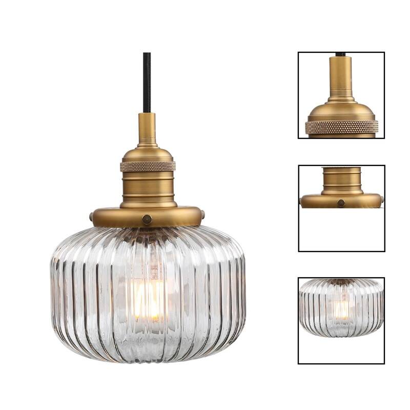 1 Light light bulb gold table lamp glass shade, metal base pendant light
