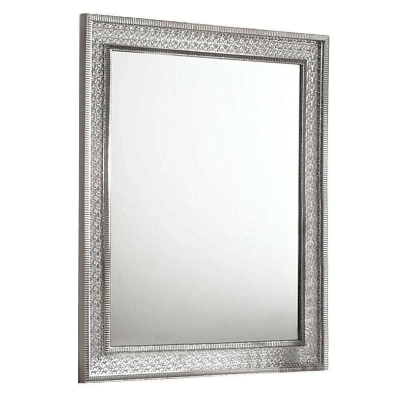 Cyl 36 x 41 Dresser Mirror with Scale Molding Trim, Metallic Gray Wood - Metallic Gray, Silver