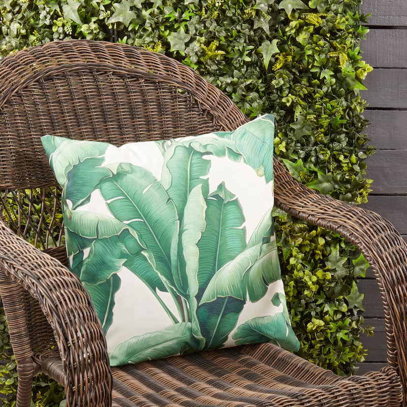 Tropicana Banana Leaves Outdoor Poly Filled Throw Pillow