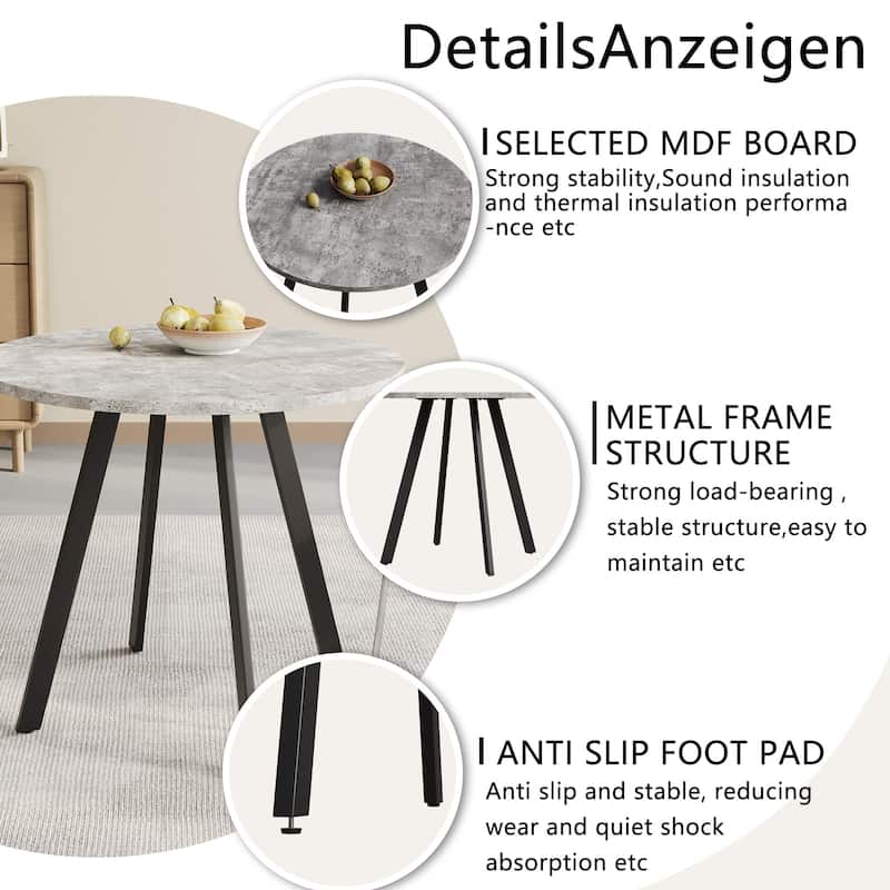 Modern minimalist circular dining table, gray cement texture,medieval modern small circular dining table, casual coffee table