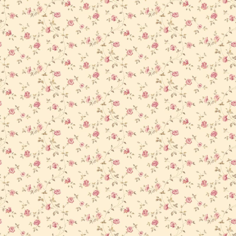 Galerie Wallcoverings Miniatures 3 Miniature Rose Trellis Design Vinyl on Non-woven Matte Wallpaper Roll - 33 feet x 21 inches - Red
