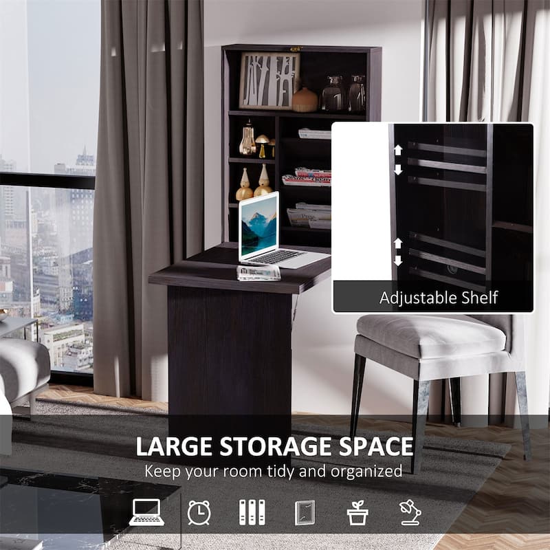 Wall Mounted Multi-Function Floating Fold Out Convertible Desk