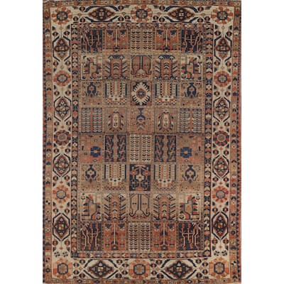 Bakhtiari Persian Vintage Rug Handmade Geometric Wool Carpet - 7'1"x 10'2"