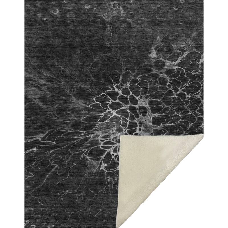 Premium Machine Washable Modern Floral Sherpa Throw Blanket