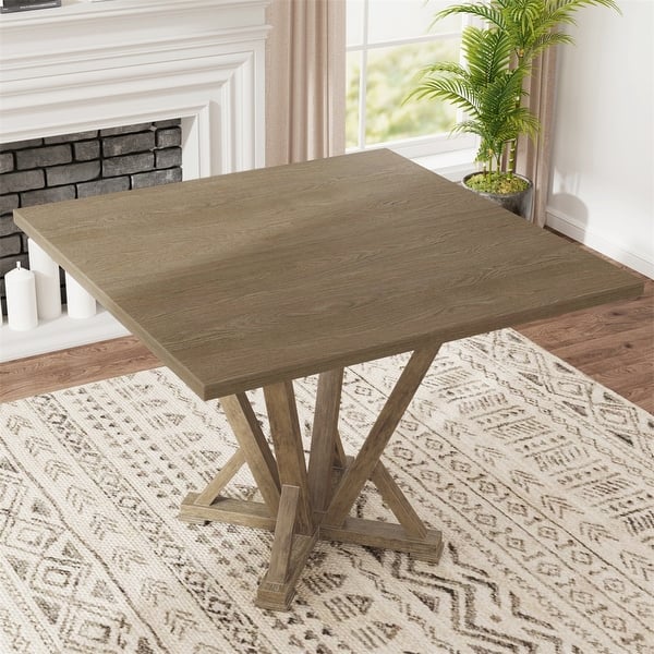 Modern Rustic Farmhouse Square Dining Counter Table for 4 Seaters - Bed ...