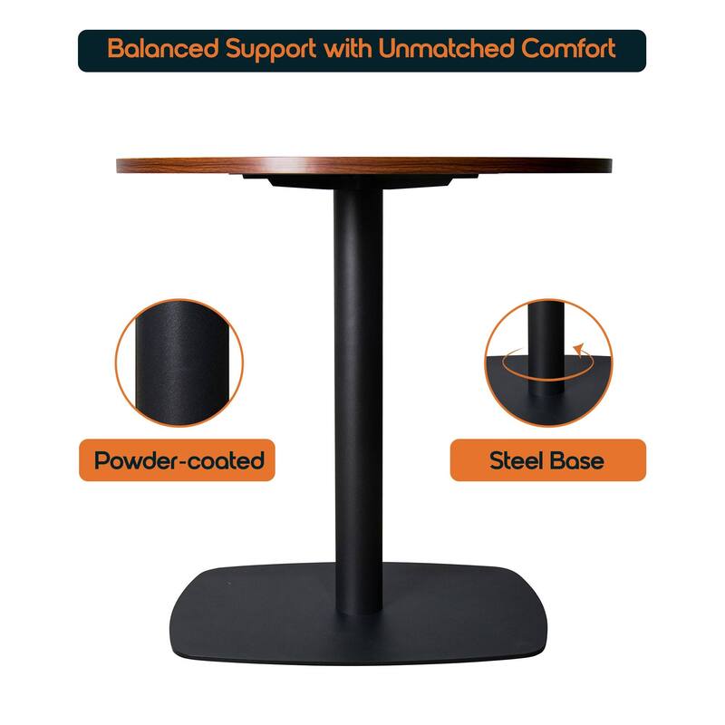 Vail Square Dining Table with 36 in. MDF Tabletop in Black Stainless Steel Square Base Accent Kitchen Table